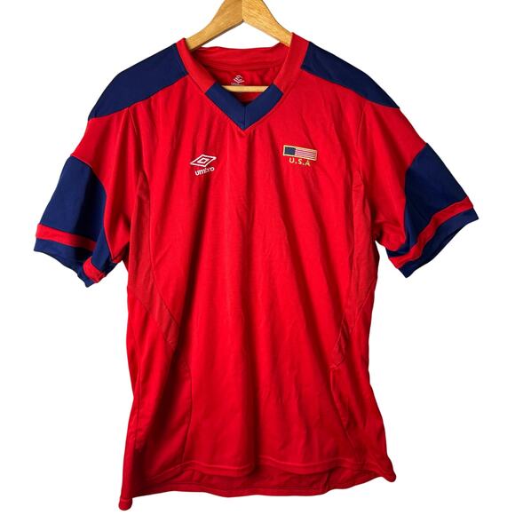 Umbro Soccer Jersey Shirt Mens XL Red USA Performance Athletic Streetwear Sports - Picture 1 of 11